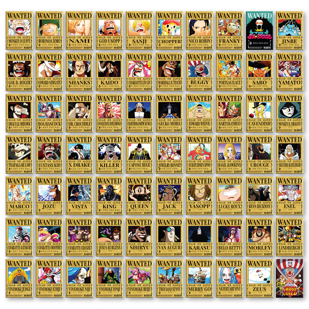 [Độc quyền phản quang 7 màu] Thẻ bài truy nã - Wanted nhân vật One Piece - Khổ 6.3 cm x 9 cm