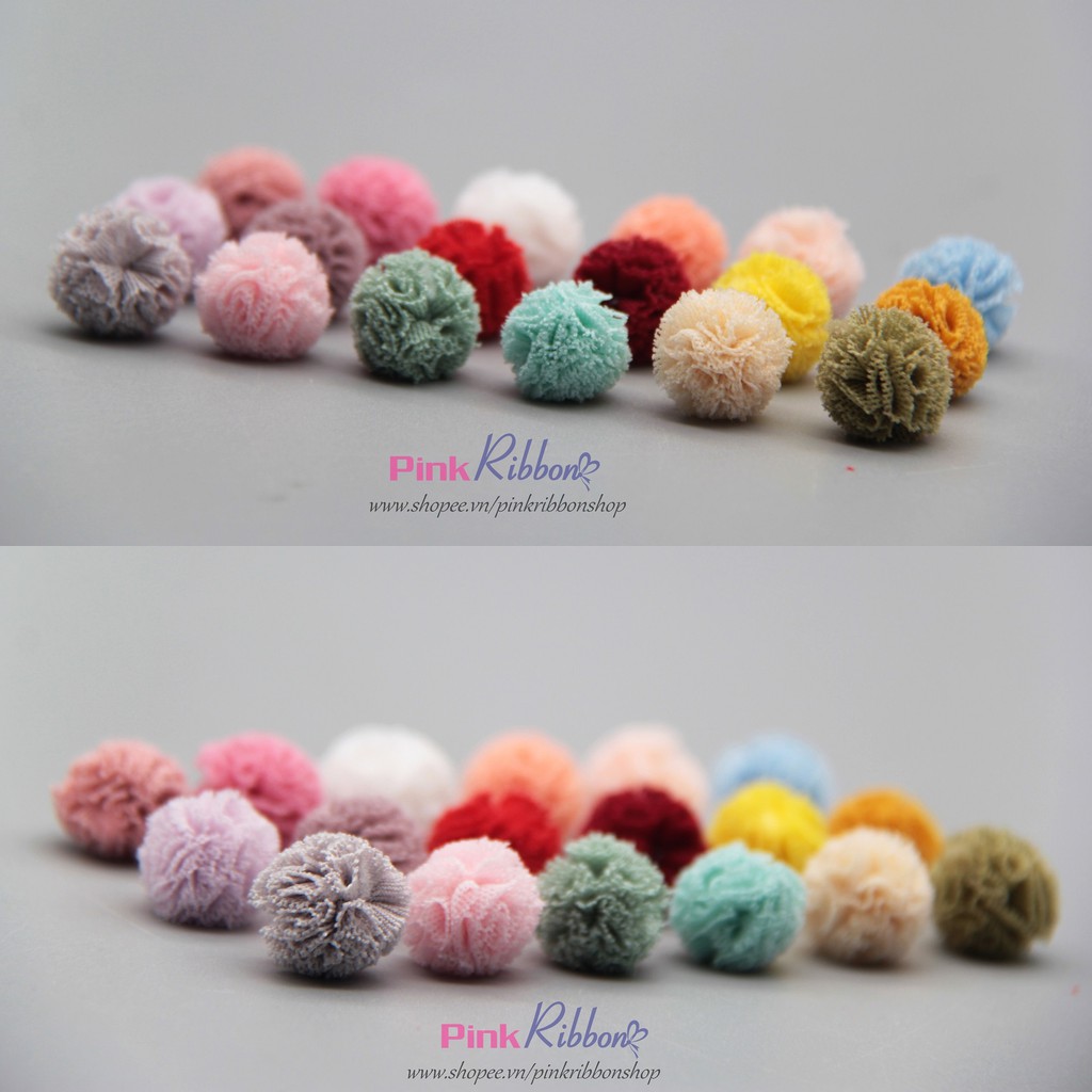 Pompom Các Màu Cỡ 1.5Cm - Set 10 Cái