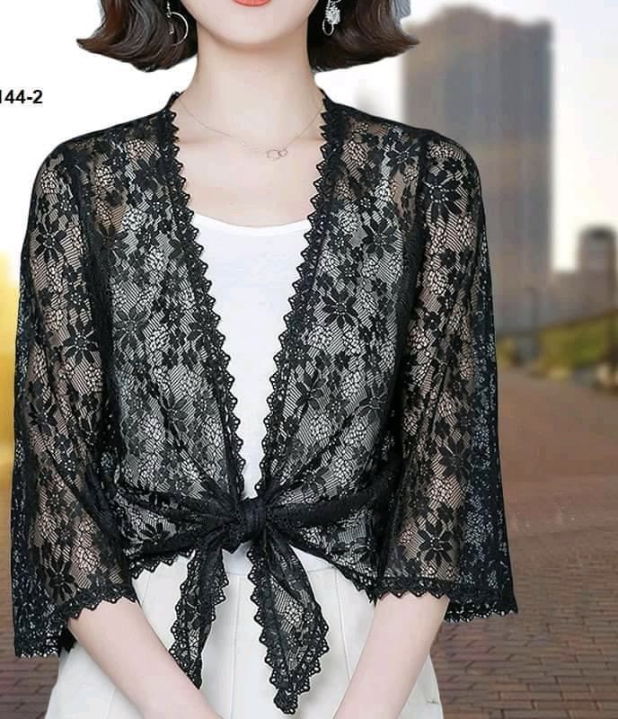 Áo ren khoác nhẹ phong cách mới cột nơ