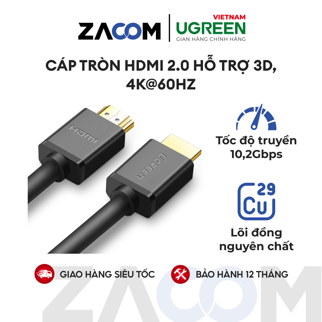 [HCM]Dây HDMI 1.4 thuần đồng 19+1 Dài 5M UGREEN HD104 10109