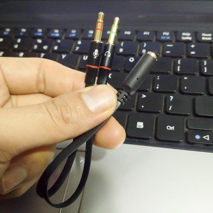 Cáp Gộp Micro + Âm Thanh vào 1 đầu 3.5mm Cho tai nghe để gọi thoại Za lo FB trên máy tính