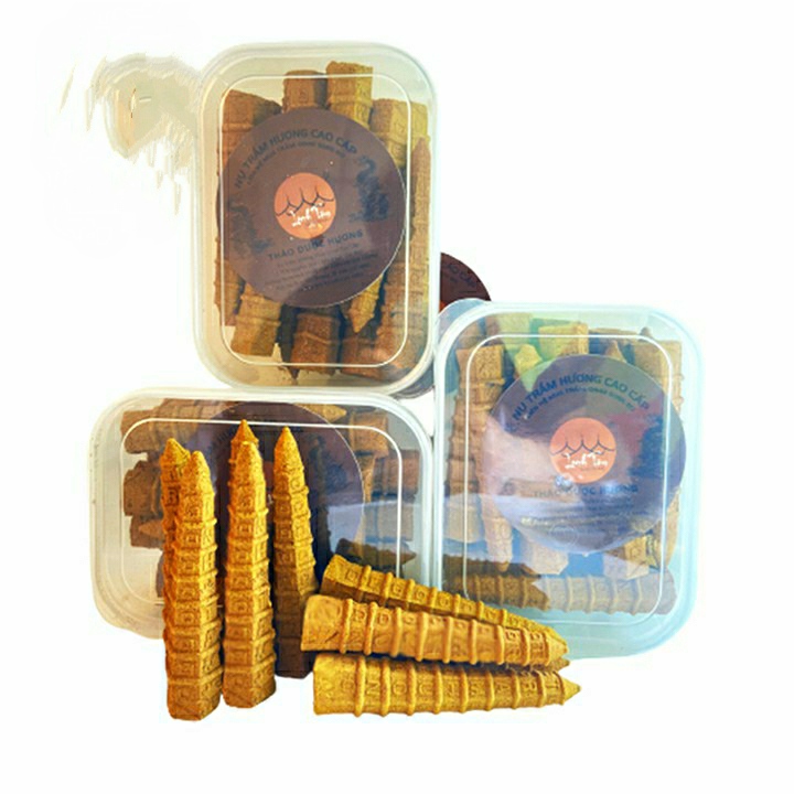 Trầm hương cao cấp Linh Tâm hình tháp văn xương phụ kiện thác khói trầm hương lư xông trầm Decor Việt