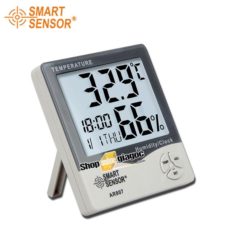 Nhiệt Ẩm kế Có đồng hồ Báo Thức Smart Sensor AR807