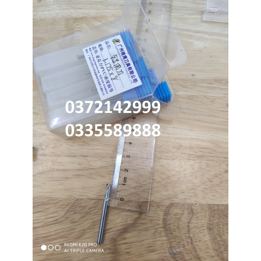 Mũi cnc cắt inox 3.175 lưỡi dài 8mm