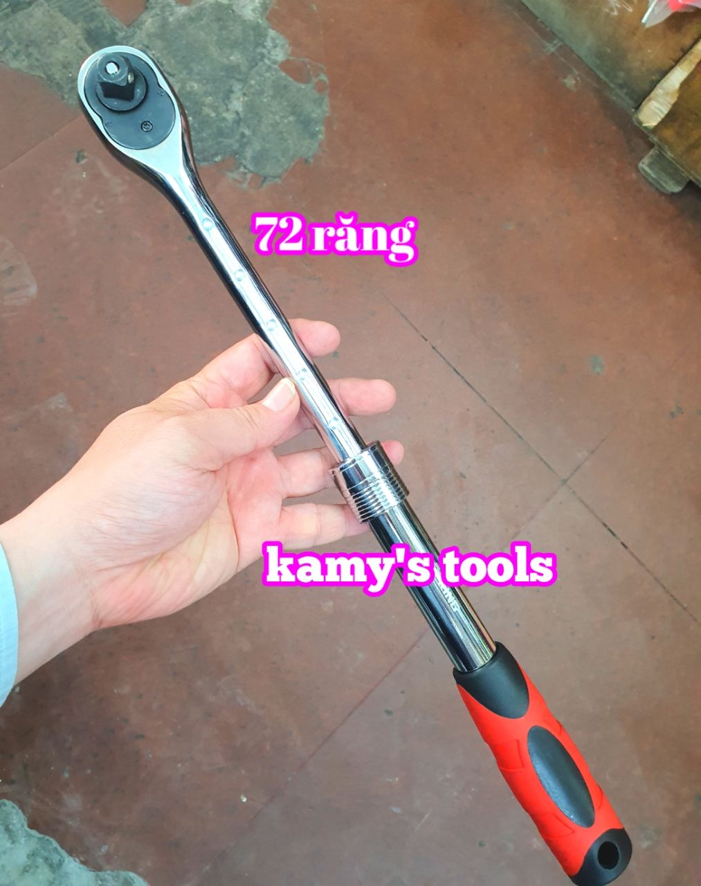 Cần siết tự động đảo chiều 1/2 inch tgt king 72 răng cán có tăng đơ kéo dài 5 bậc chốt bi 300mm-430mm