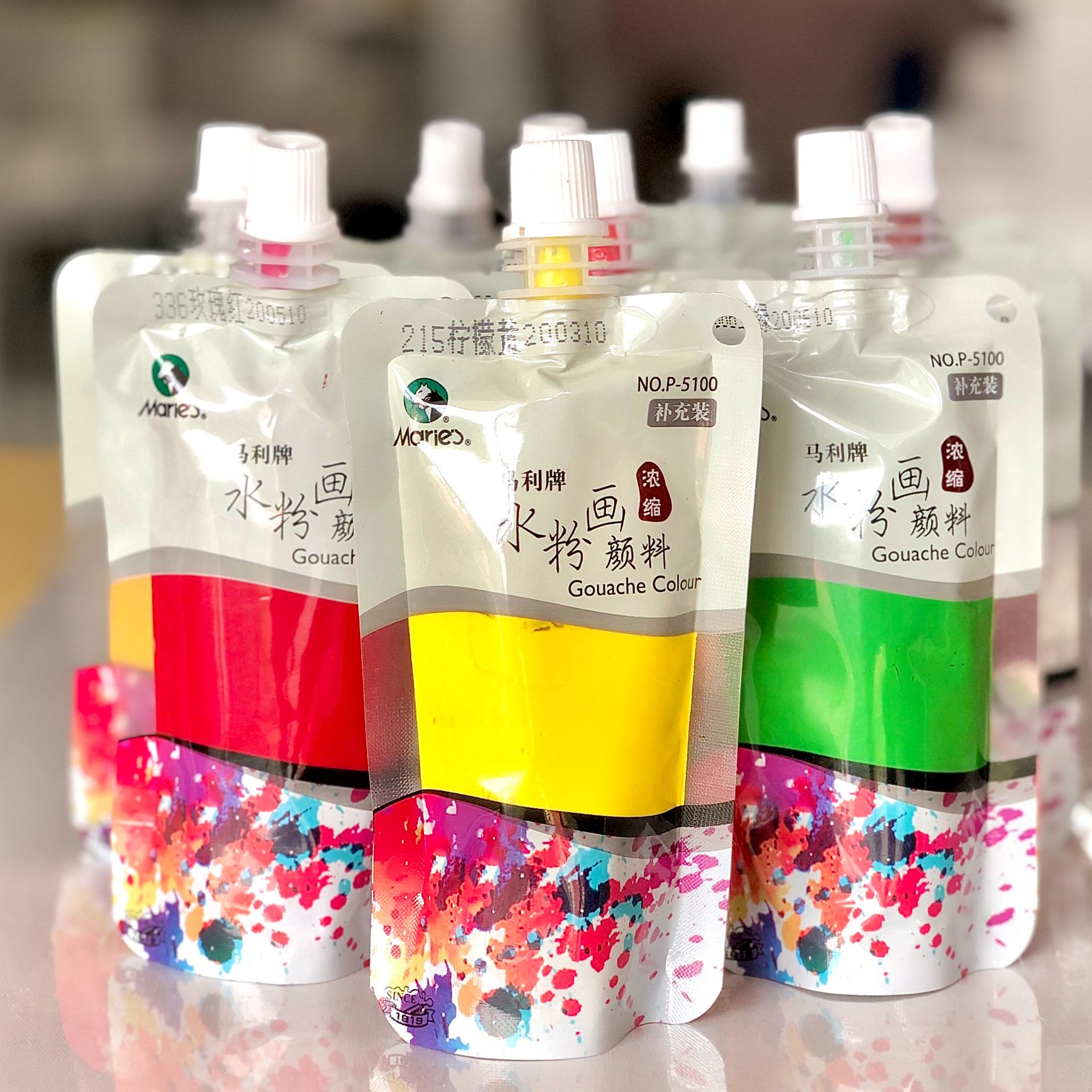 Màu Gouache, goat, wat, màu bột túi 100ml refill Maries