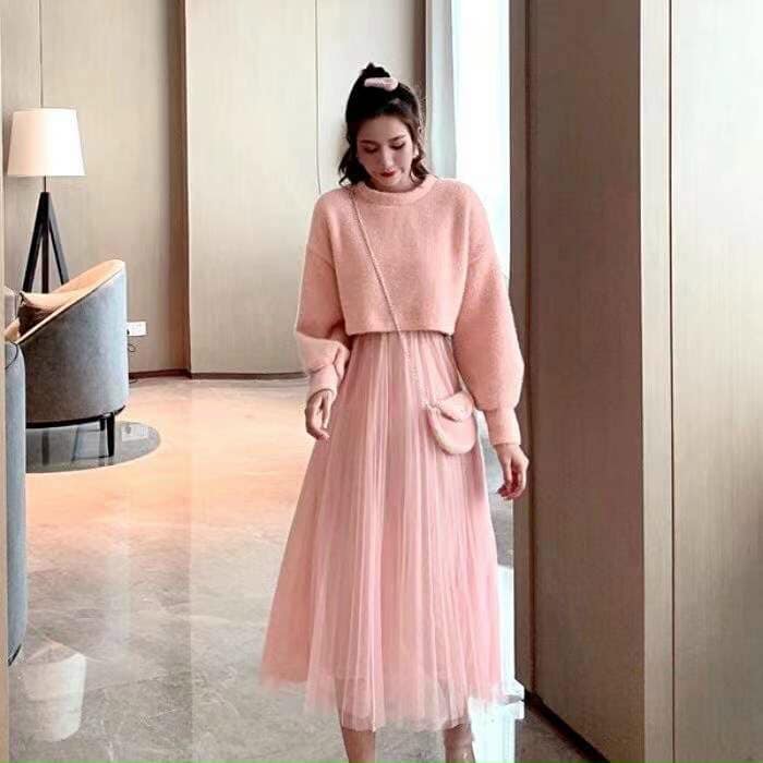 Set váy tiểu thư công chúa kèm túi đeo chéo