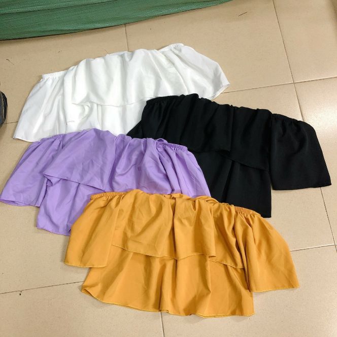 ÁO KIỂU BẸT VAI BÈO TẦNG FORM 52 KG TRỞ LẠI,ÁO KIỂU CROPTOP VẢI KATE MỀM(u)