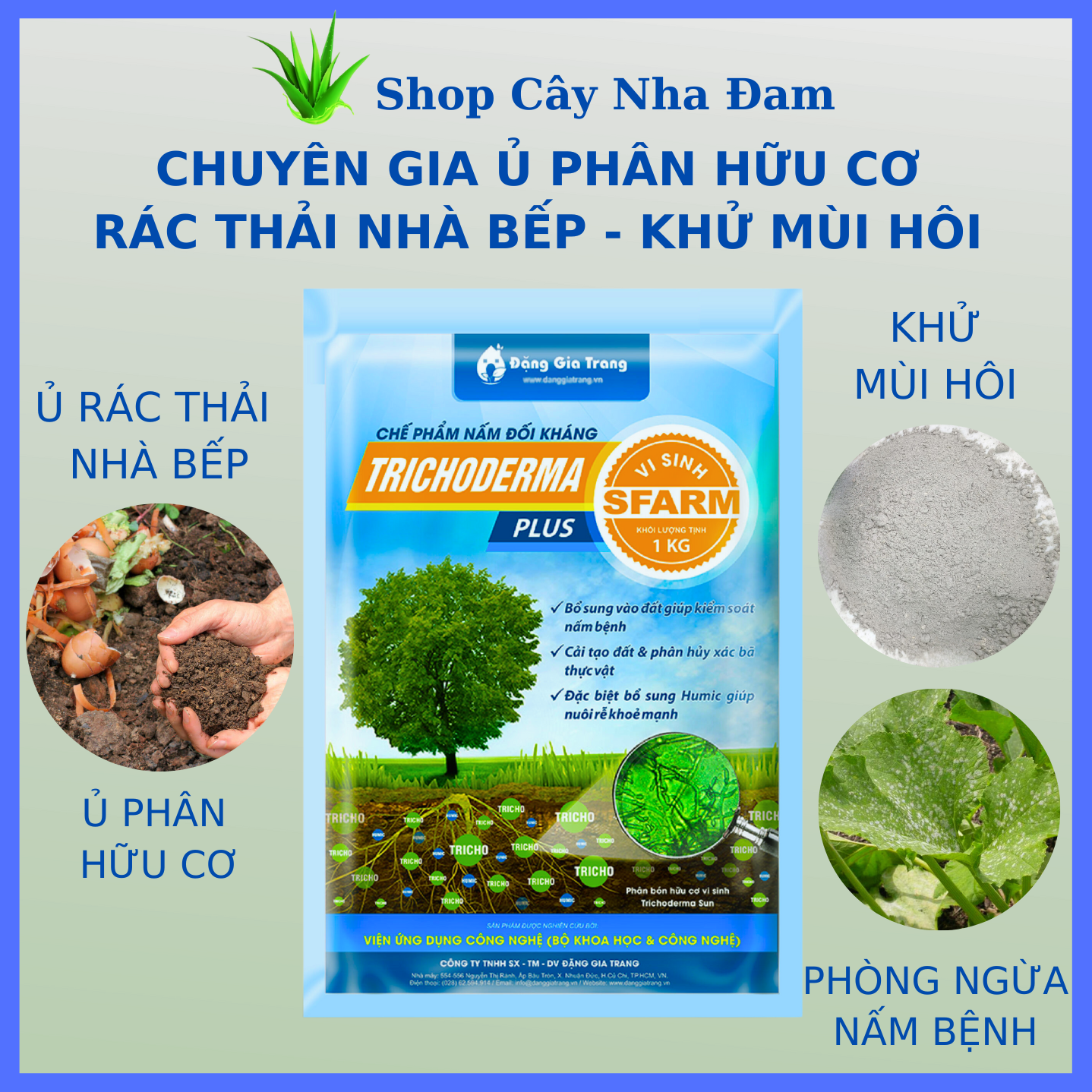 Chế Phẩm TRICHODERMA Plus Cao Cấp Chuyên Ủ Phân Hữu Cơ Cho Mọi Cây Trồng (GÓI 1KG)