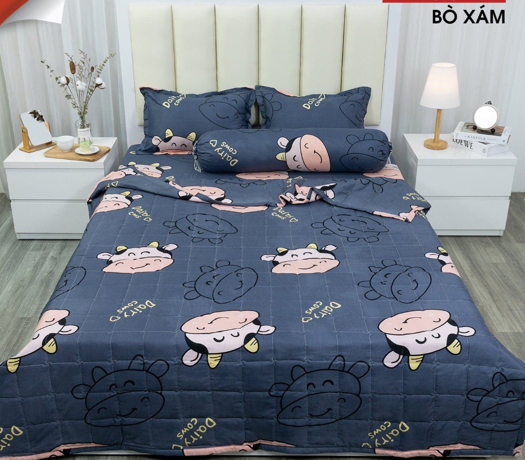 Ga trải giường bo chun bọc đệm kích thước 1m8x2m, mẫu tam giác ghi