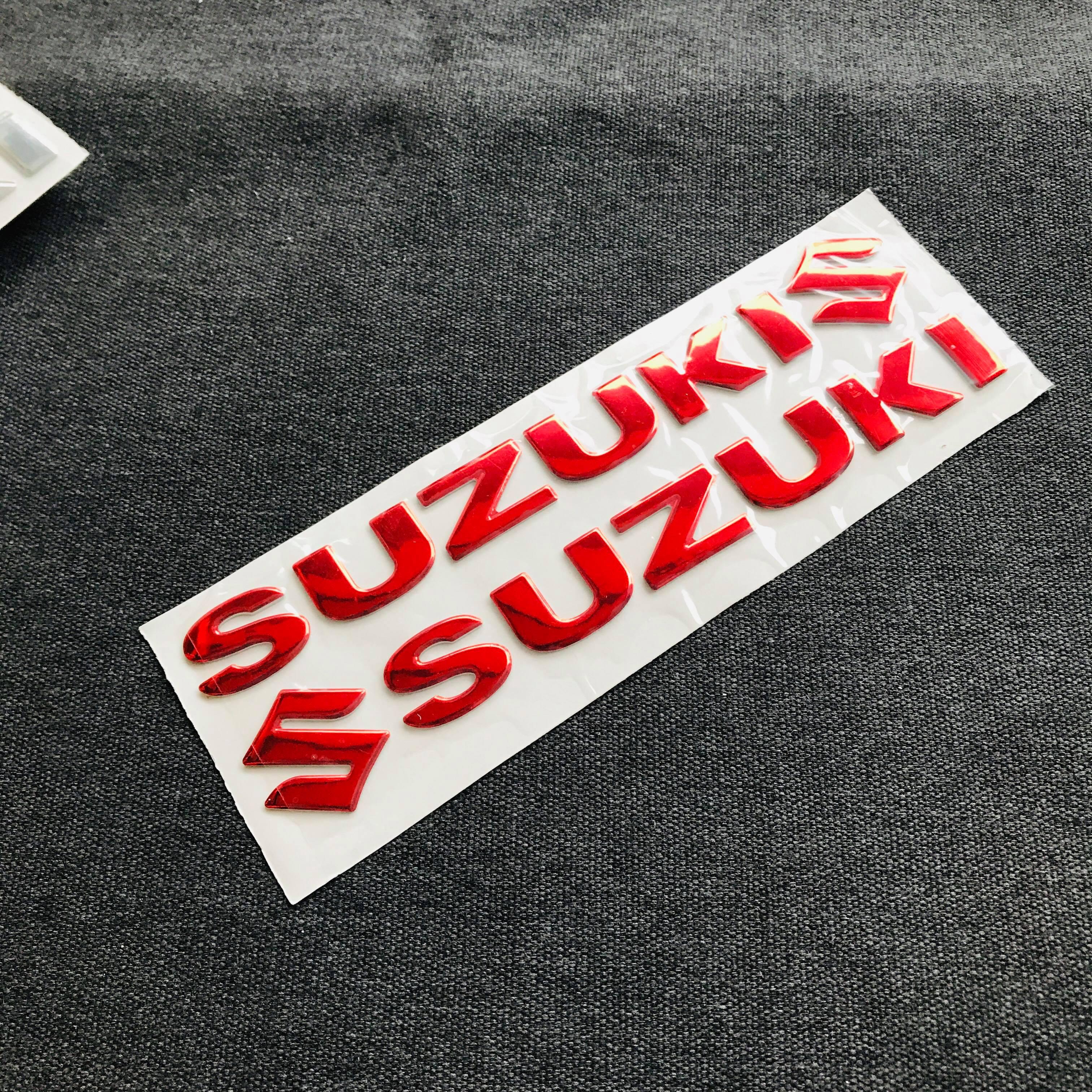 Bộ tem dán nổi chữ suzuku siêu chắc màu đỏ .
