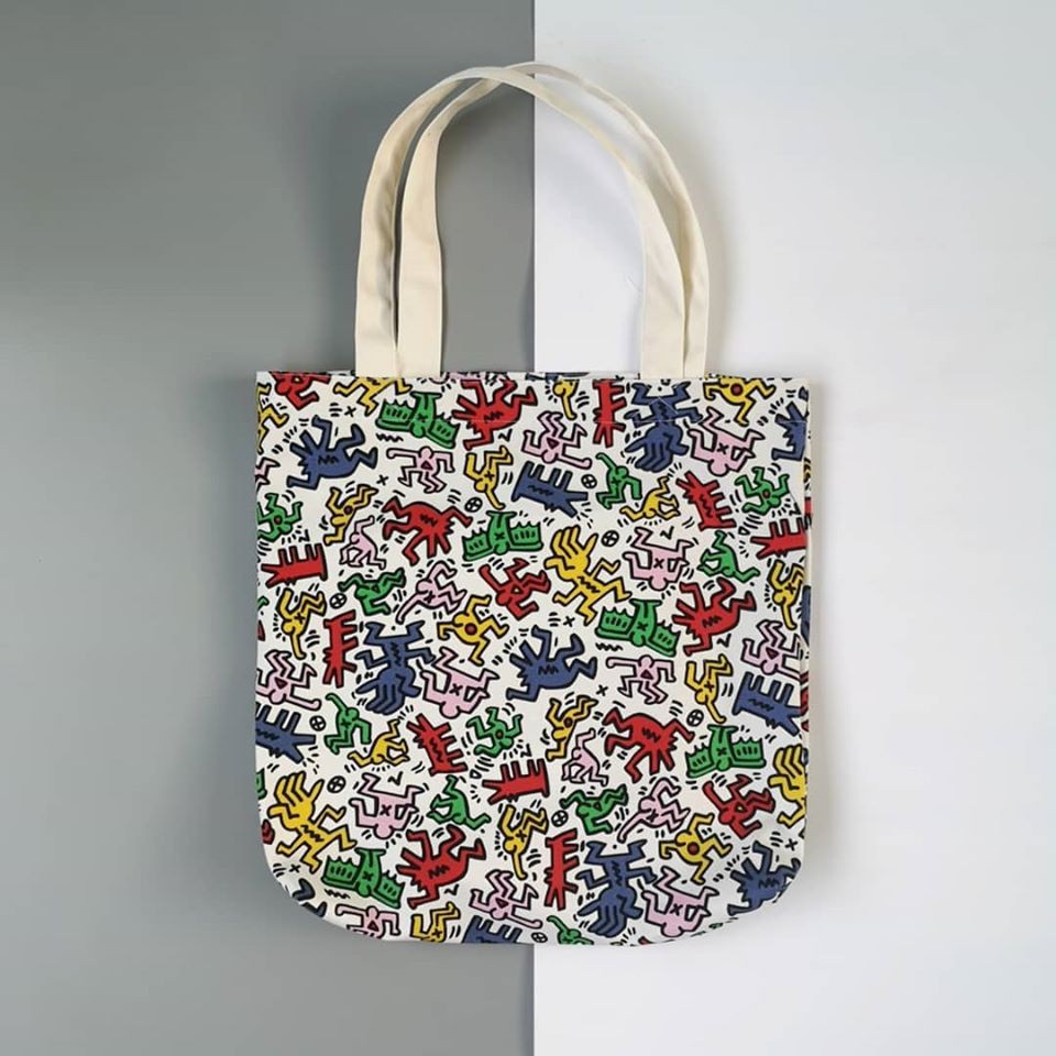 Túi Tote unisex in hình Keith Harring