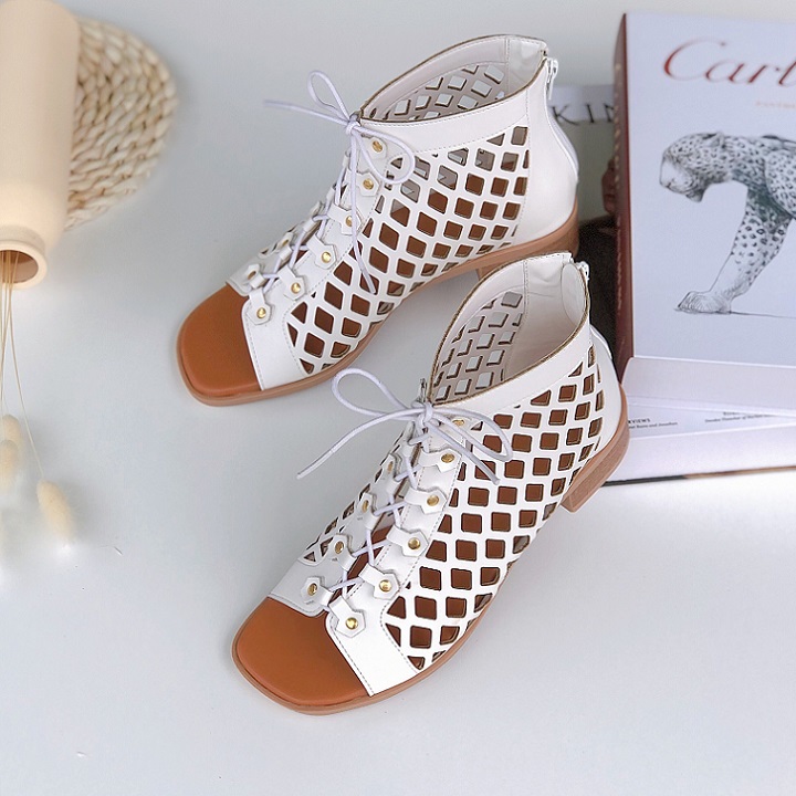 [HCM]Giày sandal chiến binh da cắt lazer đế thấp S370