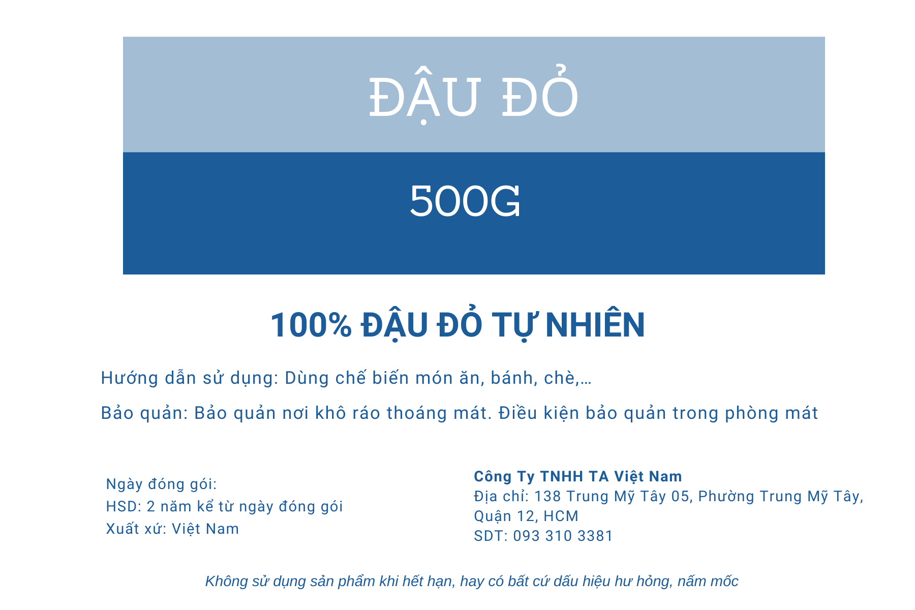 Đậu đỏ nguyên hạt TAFOOD 500g