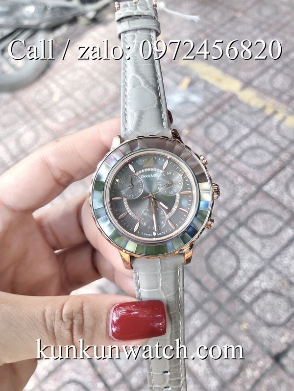 Đồng Hồ Nữ Swarovski Octea - Dây Da 6 kim - 38mm - Quartz