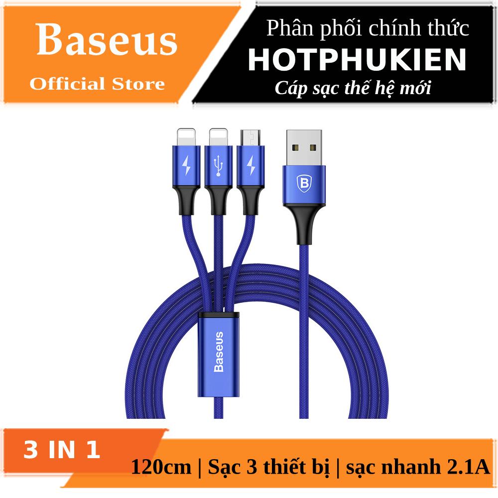 Dây cáp sạc nhanh 3 in 1 MicroUSB / Type-C / Lightning hiệu Baseus Lighter - Phân phối bởi Hotphukien