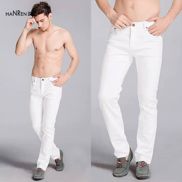 Quần Jean Nam Body- jean màu trắng phong cách kiểu hàn