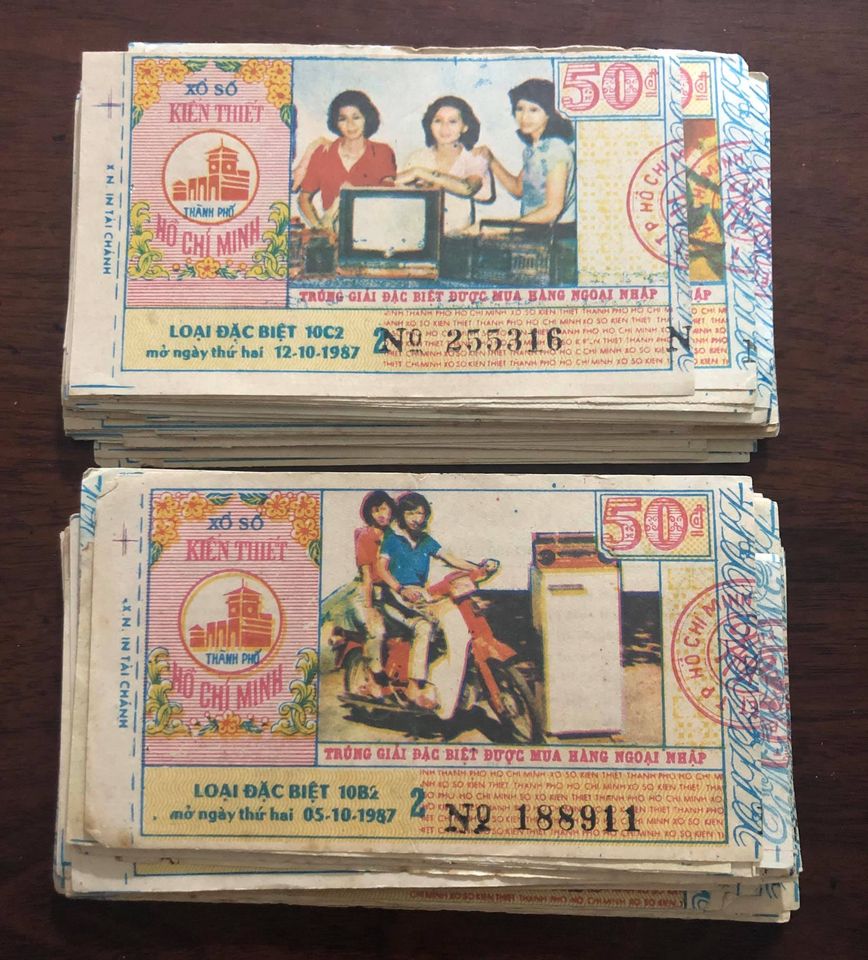 Tờ vé số bao cấp TP. Hồ Chí Minh 198x, phong thủy sưu tầm