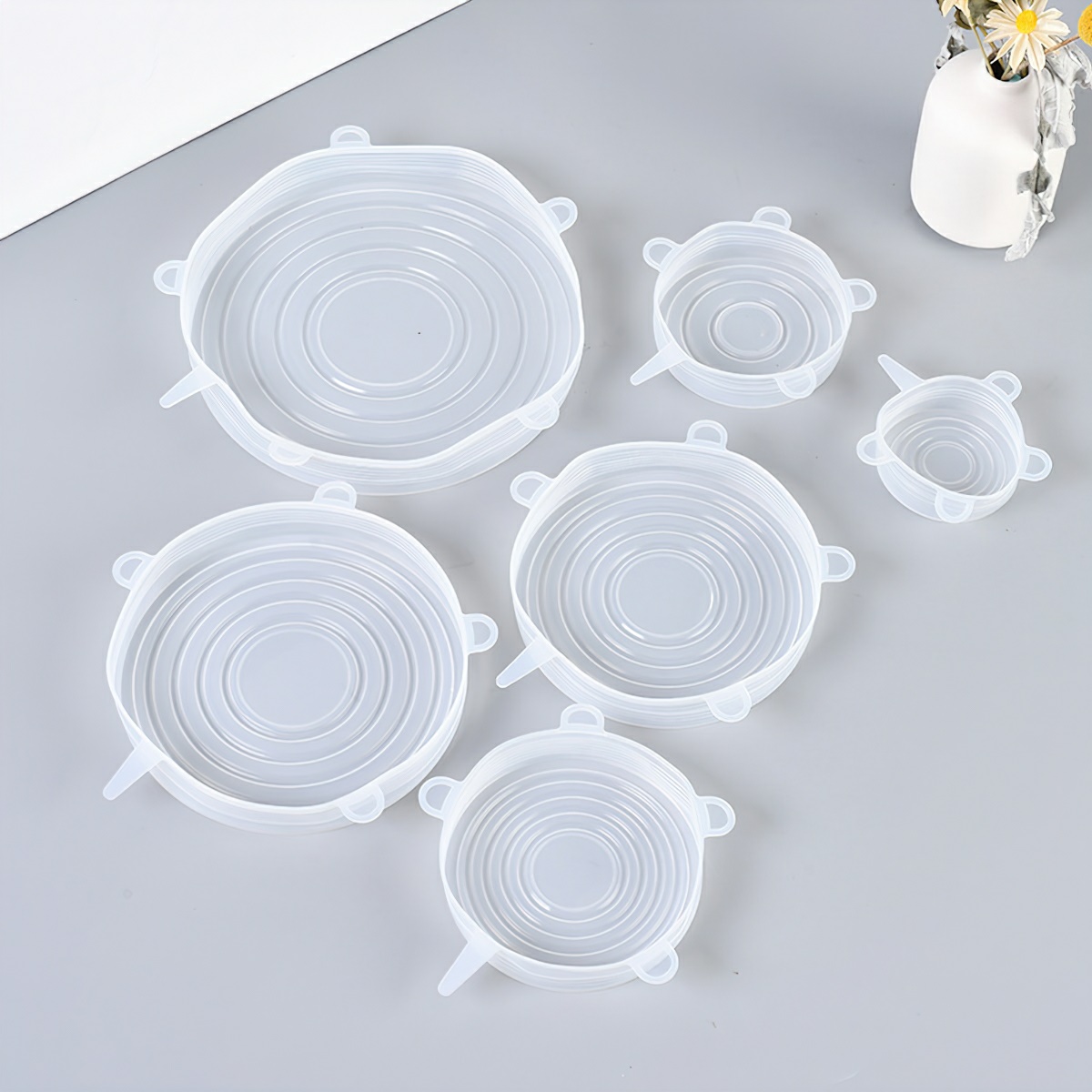 Set of 6 silicone food wraps, Thick silicone food preservation lids with good elasticity