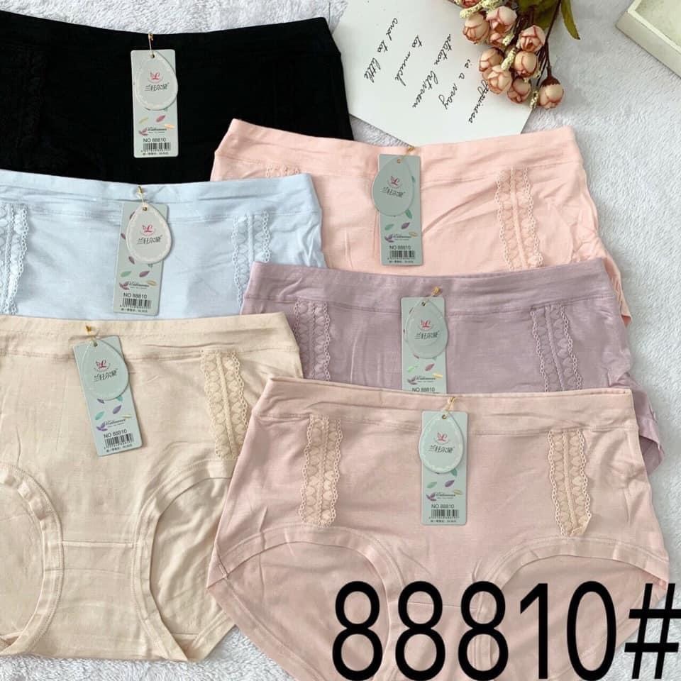 Bộ 10 quần lót cotton lưng cao ôm bụng ren trước