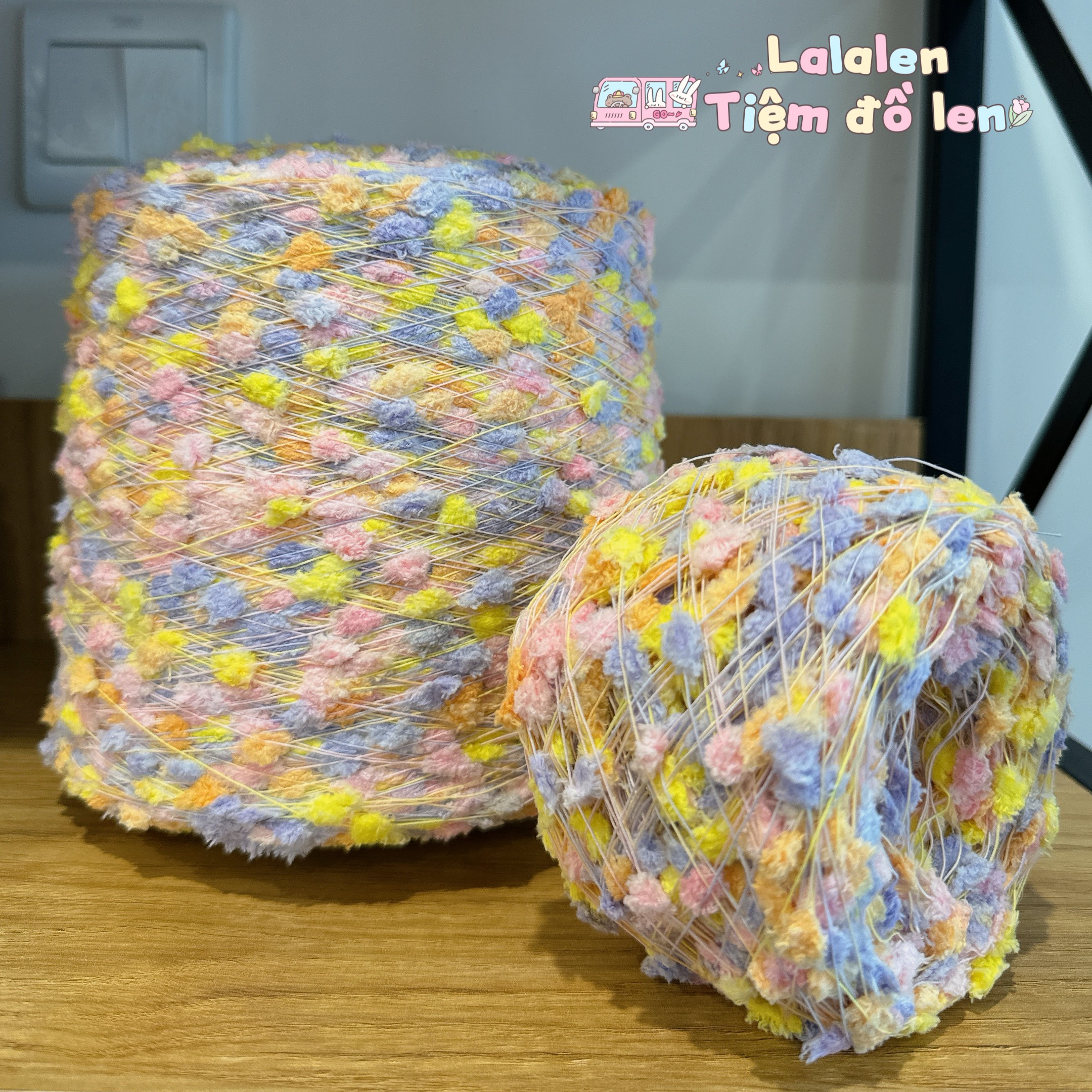 Sợi pom pom mix màu - cuộn 100gr