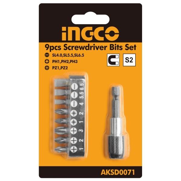 Bộ đầu tua vít 9 chi tiết INGCO AKSD0071