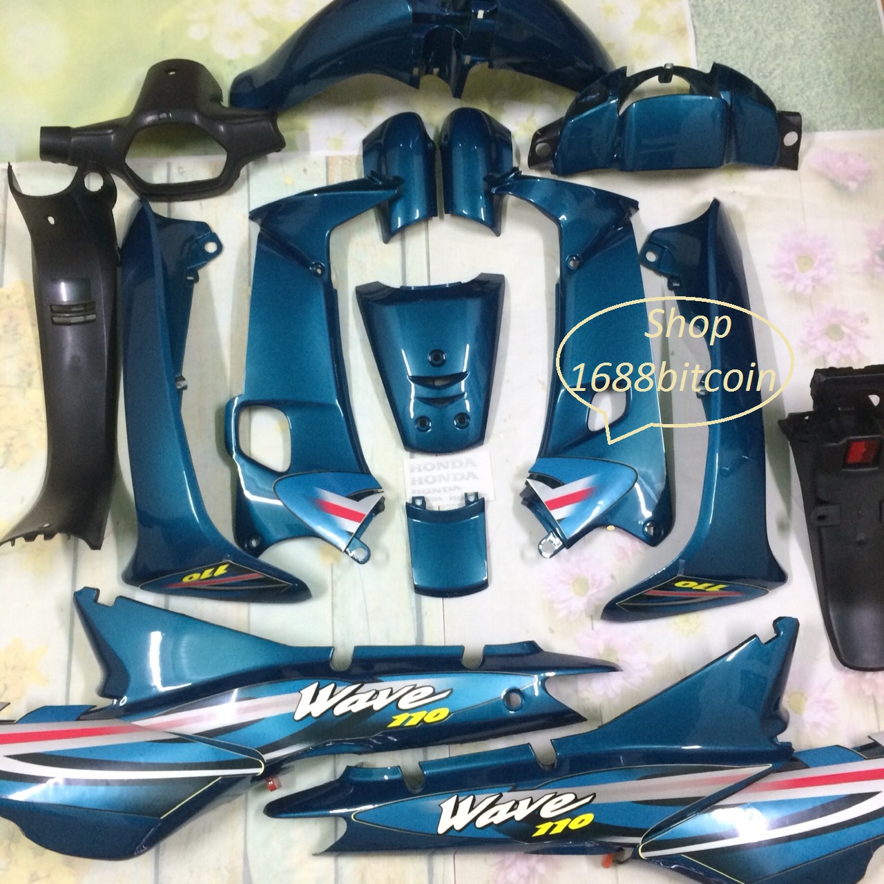 Bộ dàn áo xe wave ZX - wave nhỏ 110 - Wave thái 1 bóng  màu xanh ngọc - nhựa nguyên sinh loại 1 cao cấp