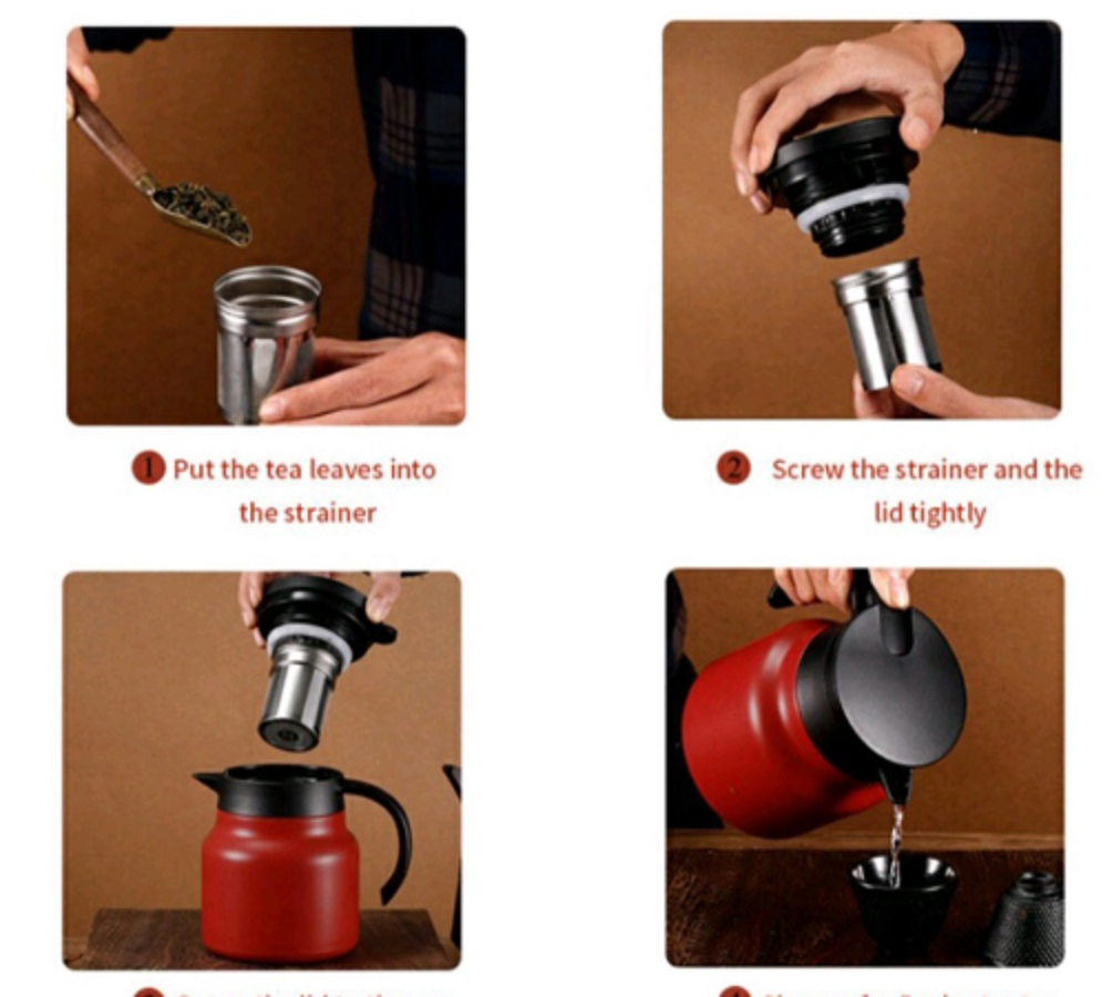 Ấm pha trà, Bình pha trà giữ nhiệt inox dung tích 1000ml