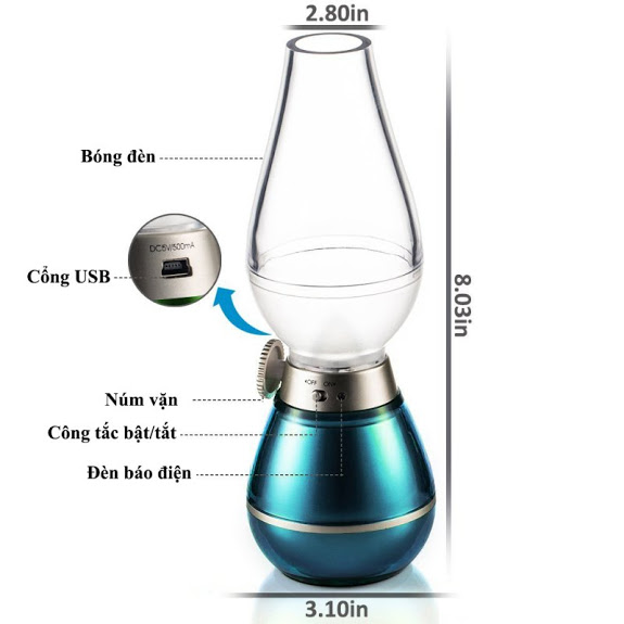 [HCM]Đèn Dầu Led Để Bàn - Thổi Đèn Tắt Mỡ