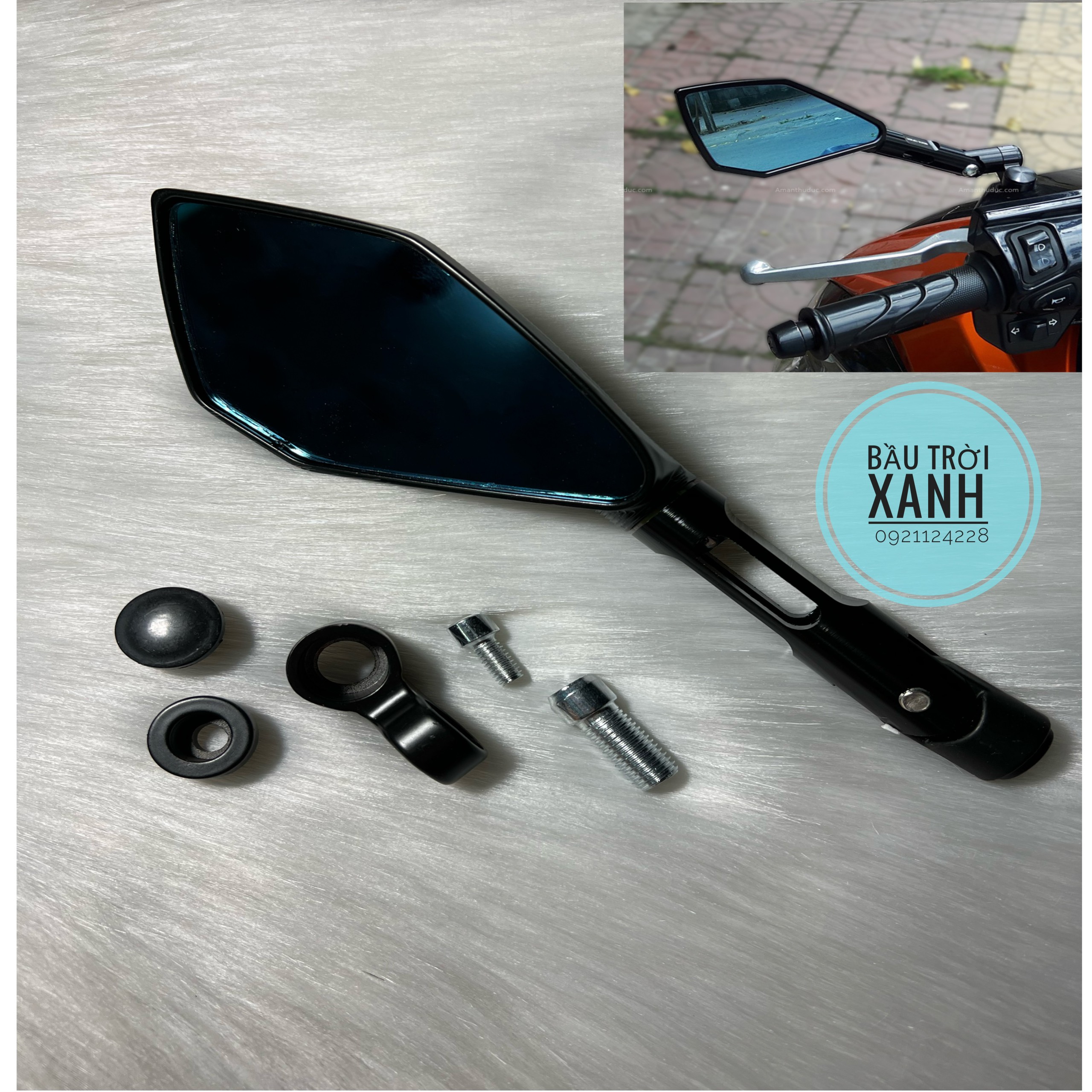 Kính rizoma 5 cạnh chất liệu nhôm (giá lẻ 1 bên trái )