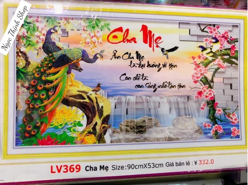Tranh chấm hạt, đính đá, chấm đá, tranh cườm cao cấp đôi công Cha mẹ LV369