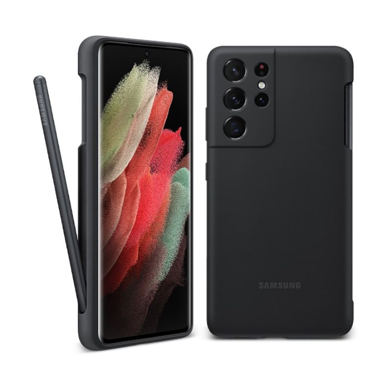 Ốp lưng có khe bút - kèm bút S21 Ultra Chính Hãng Samsung Nobox,, Ốp Silicon chống bám bẩn