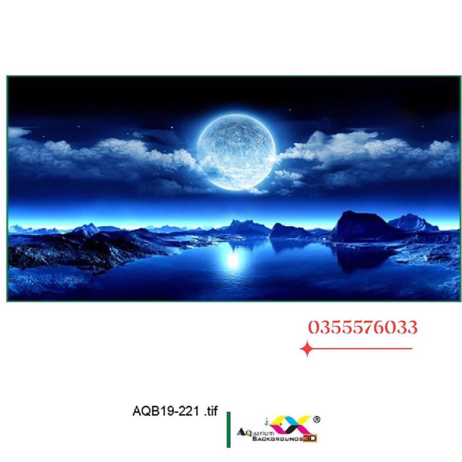 Tranh 3D dán hồ cá, bể thuỷ sinh mẫu mặt trăng siêu nét, có keo sẵn trên bề mặt, có thể làm theo kích thước yêu cầu (mã AQB19-221)