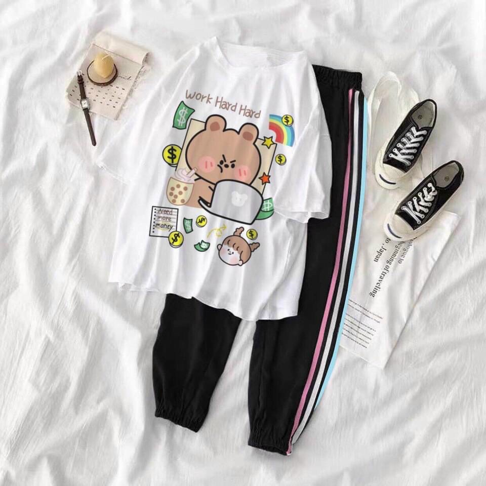 Set áo thun + quần jogger hoạt hình