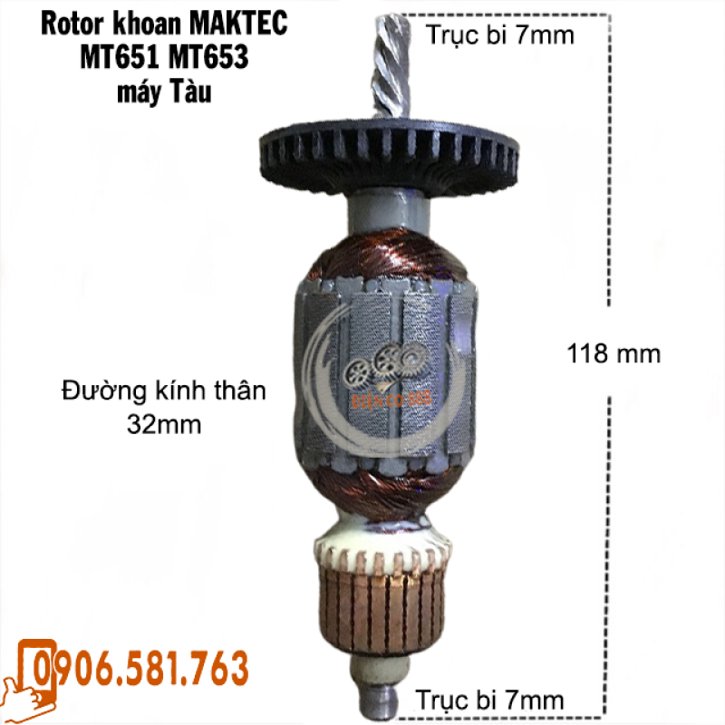 Rotor khoan MAKTEC MT651 MT653 - Có của máy Tàu và máy chính hãng - Tặng chổi than