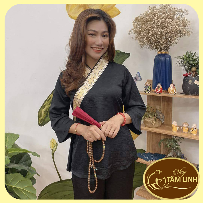 Đồ Lam Đi Chùa _ Mẫu Xéo Nơ Vải Lụa