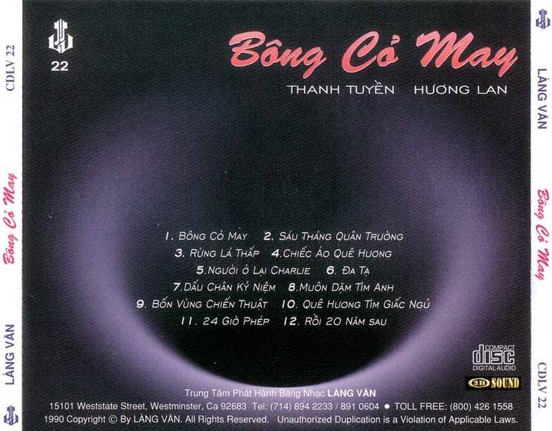 [MDCD] Đĩa CD Thanh Tuyền - Hương Lan - Bông Cỏ May
