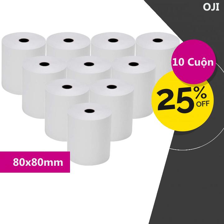 10 Cuộn Giấy in nhiệt Oji K80 Phi 80mm