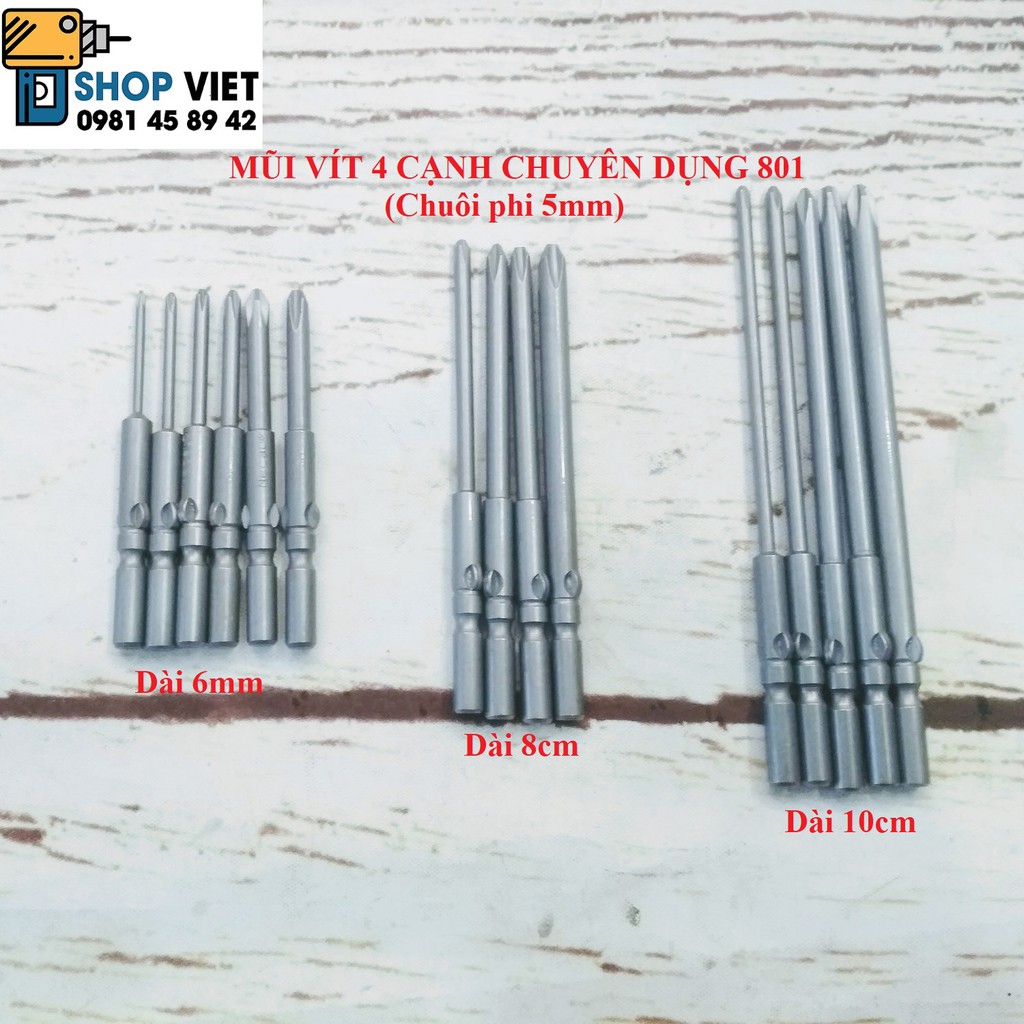 SV Mũi vít 4 cạnh 801 chuyên dụng chuôi cánh bướm 5mm