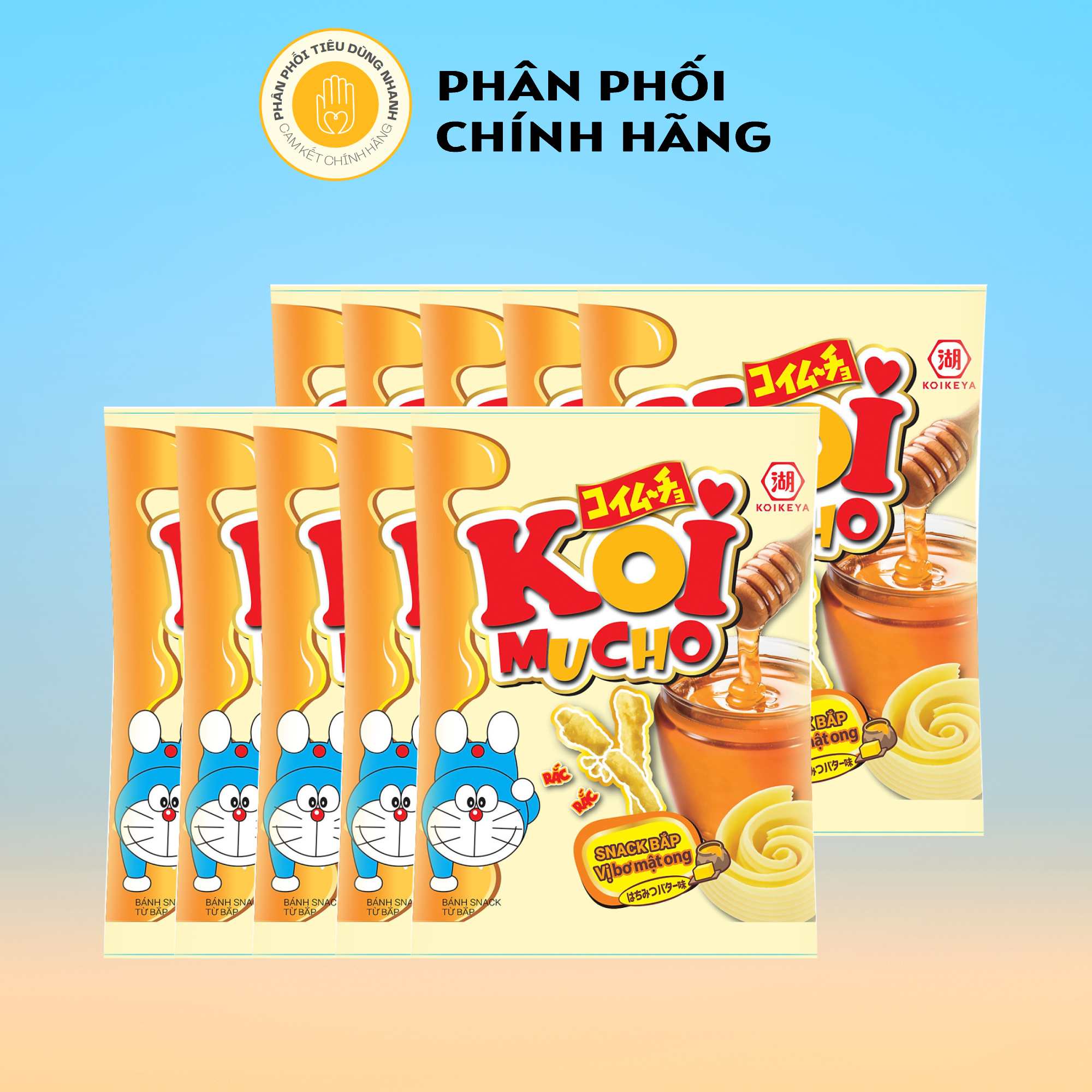 Lốc 10 Gói Bánh Snack Bắp KoiMucho Vị Bơ Mật Ong 36g/gói