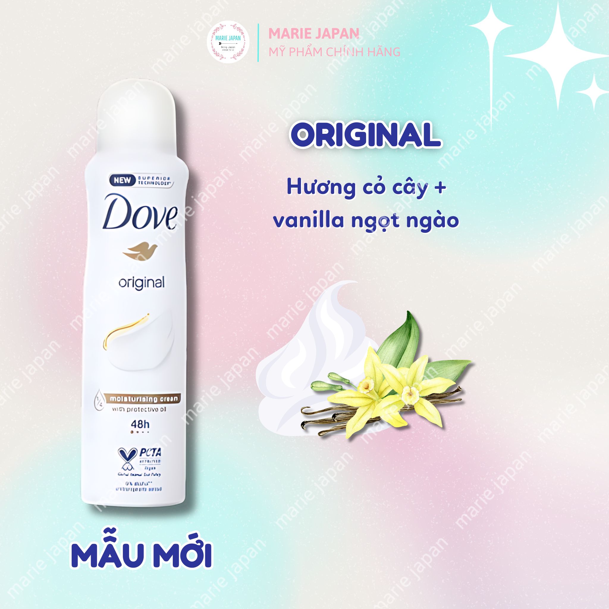 Xịt khử mùi dove 48h ngăn mùi thơm mát nhẹ dịu 87g