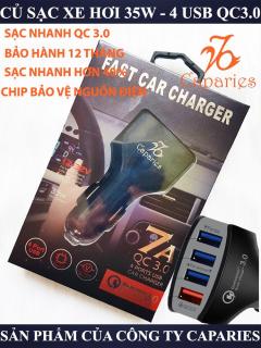 [HCM]SẠC Ô TÔ CAPARIES Quick Charge 3.0 Siêu Bền 4 USB - Chống Nóng Đúc Nguyên Khối Sạc Nhanh 3.0 Thương Hiệu CAPARIES sạc nhanh quickcharge 3.0 tương thích tất cả các dòng máy thumbnail