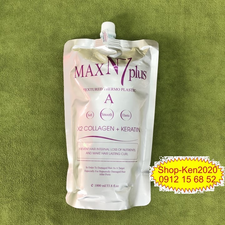 [Túi lẻ] Uốn duỗi ép dập tóc Max N7 Plus Collagen Keratin 1000ml (A-B-C)