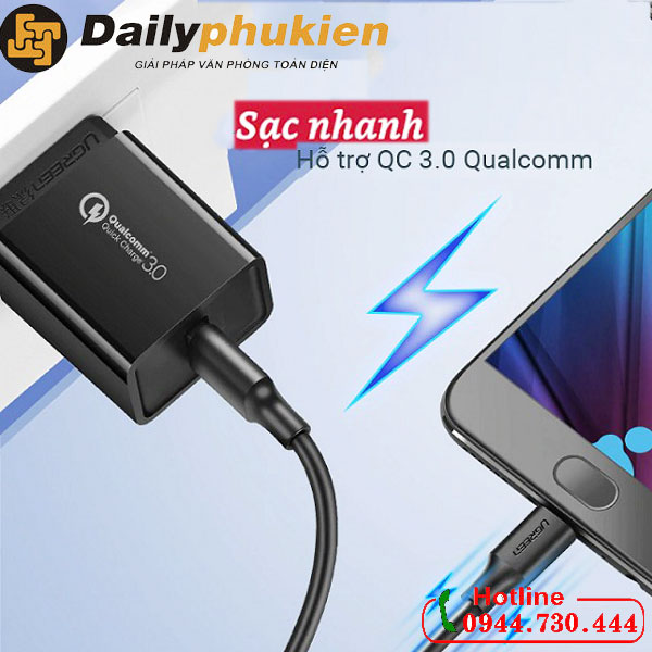 Cáp sạc Micro USB sang USB cho điện thoại dài 1m 1.5m 3m UGREEN