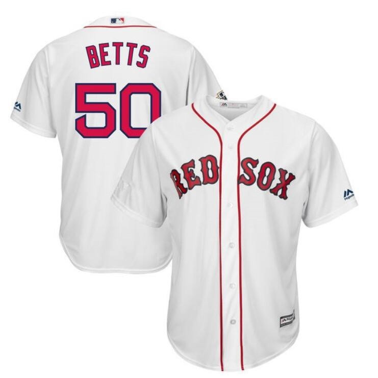 Đồ đá bóng đồ đá banh áo đá banh MLB Boston Red Sox Baseball Jersey Shirt No.50 Mookie Betts Classic Cardigan Jersey Casual Sport Unisex Oversize