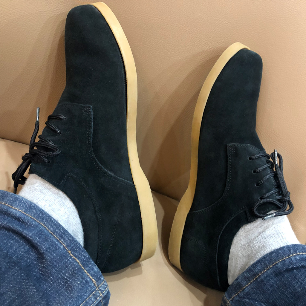 (GIÁ TỐT) Giày Sneaker Nam da bò lộn thô nguyên tấm Raw Suece Leather màu đen đậm 1929 Sr7