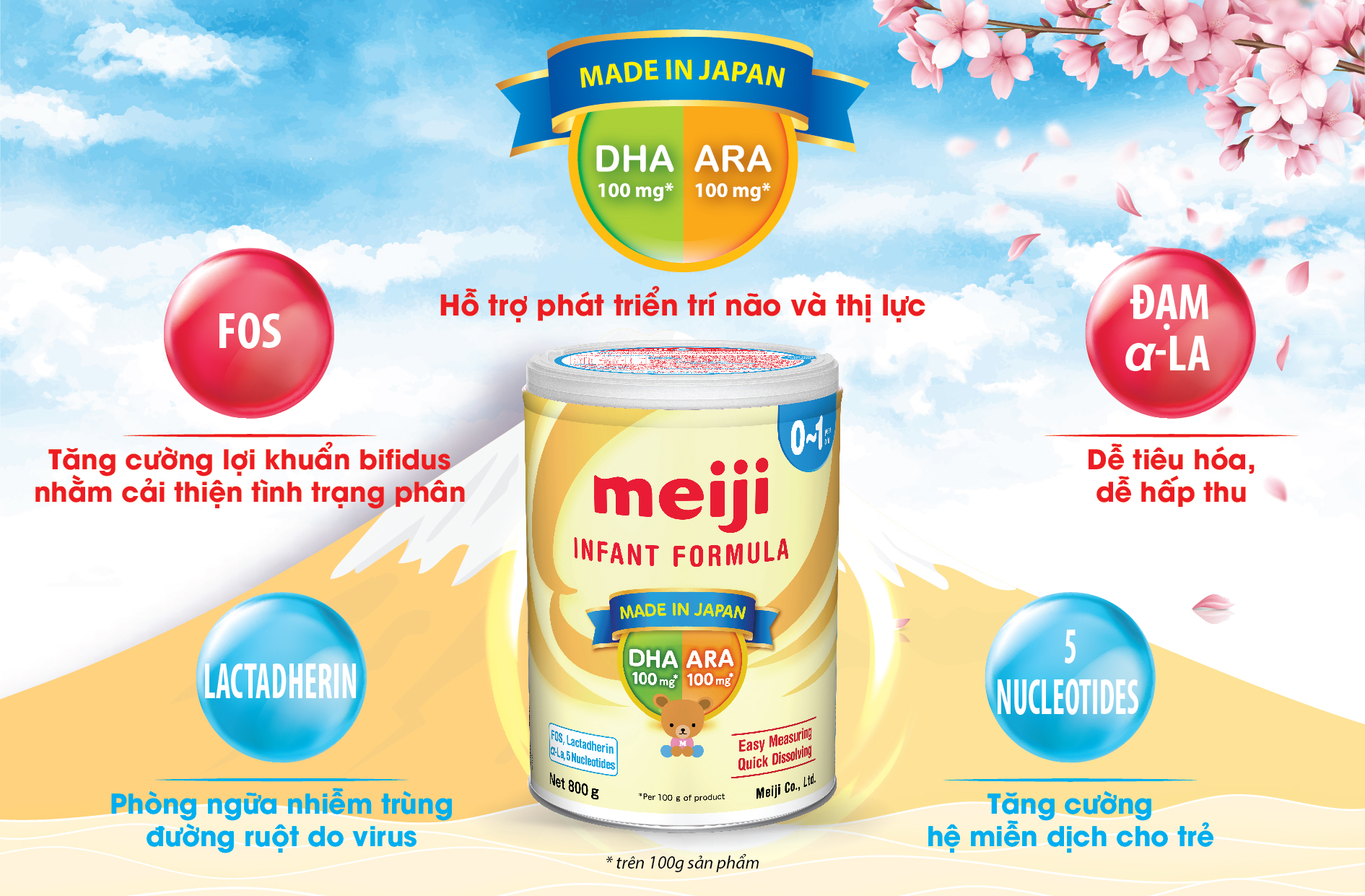 [Date 11.2024] Sữa Meiji nhập khẩu số 0 lon 800g (0-12 tháng)