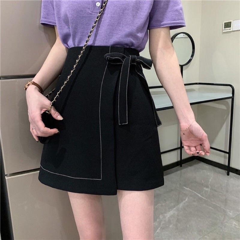 Quần Giả Váy Chỉ Nổi Thắt Nơ