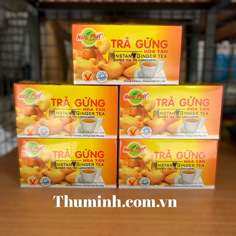 Trà Gừng Hoà Tan Hùng Phát Hộp 200g (20 gói)
