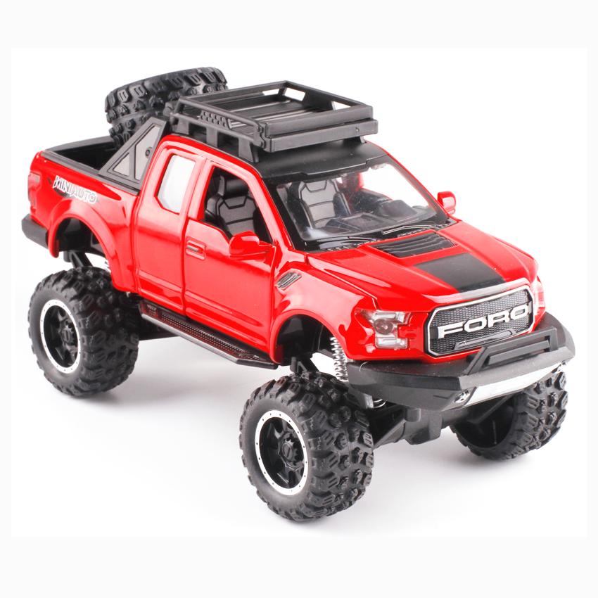 Đồ chơi trẻ em ô tô mô hình FORD F150 tỉ lệ 1:32 xe có đèn và âm thanh mở được cửa khung xe bằng kim loại